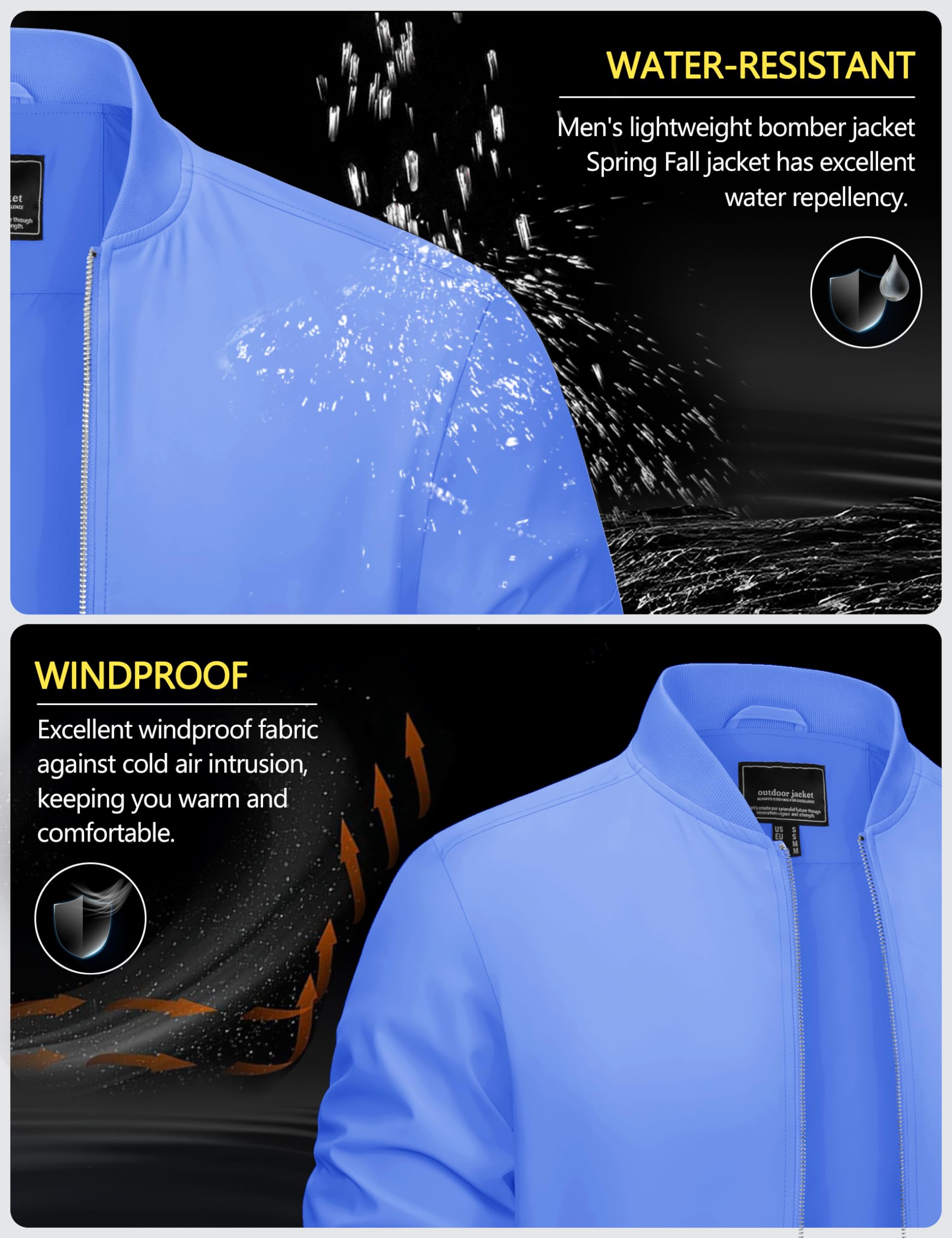 CRYSULLY Men's Lightweight Bomber Jacket - Windproof Full Zip Casual Coat for Spring & Fall | Perfect for Outdoor Activities, Travel & Daily Wear