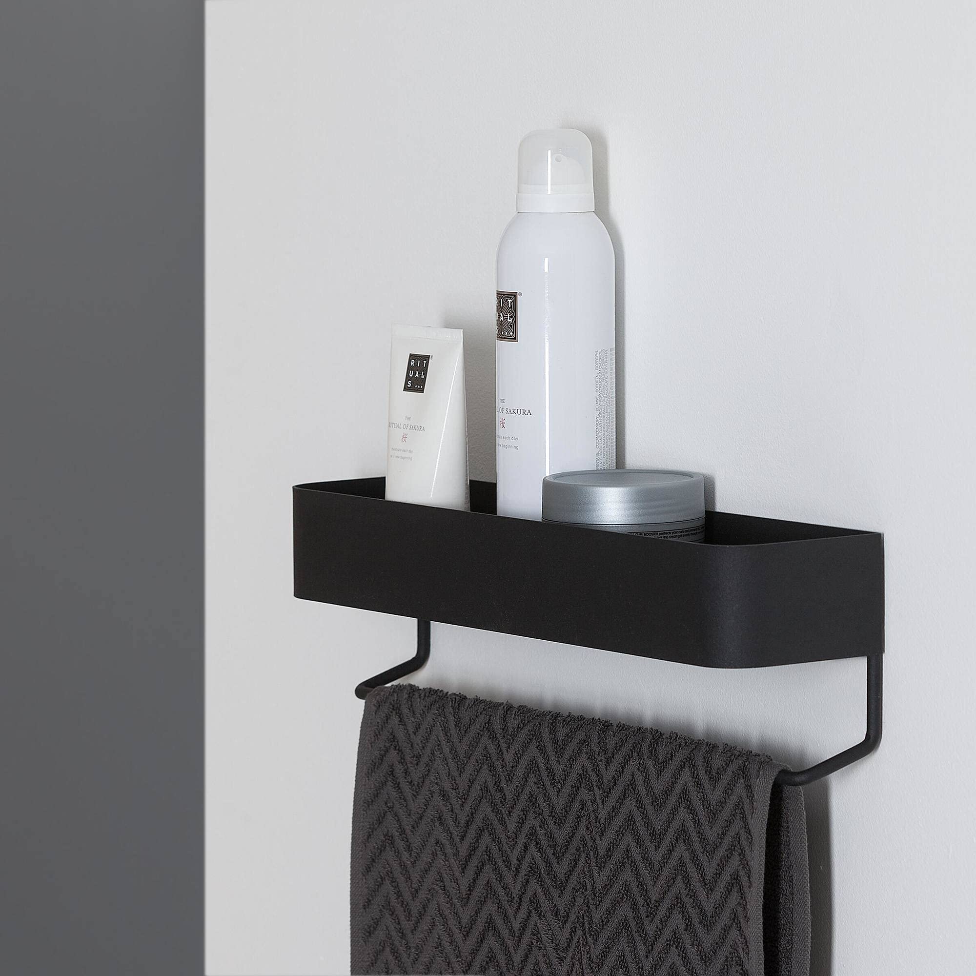 Black Metal Hand Towel Holder - Rustproof & Durable Bathroom Organizer for Kitchen, Bath, Laundry Room (One Size)