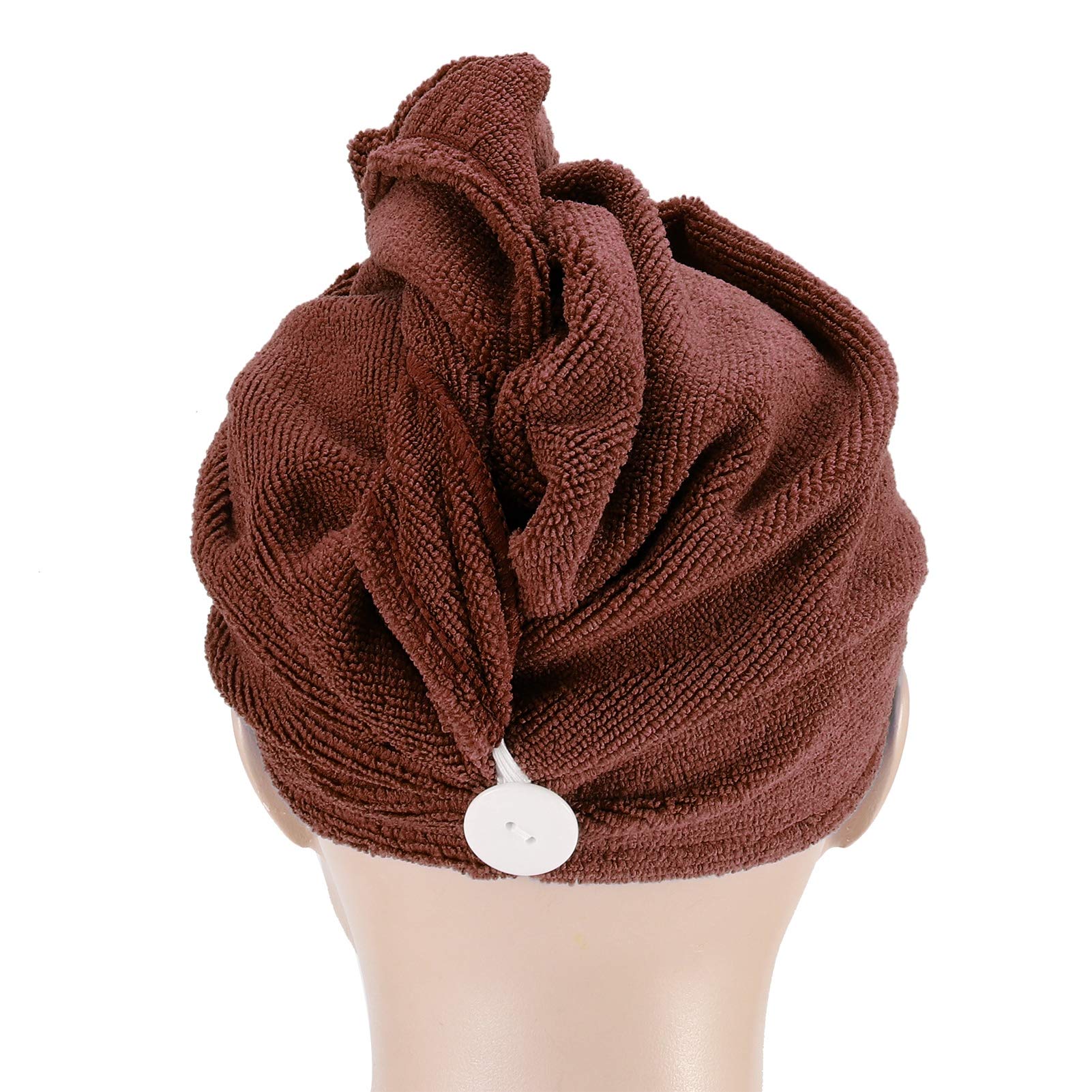 Microfiber Hair Drying Hat & Towel Wrap - Quick Dry Hair Turban for Women & Men, Soft Absorbent Gym Swimming Travel Hair Cover (Coffee) - Perfect for Post-Shower, Pool, Workout & Home Use