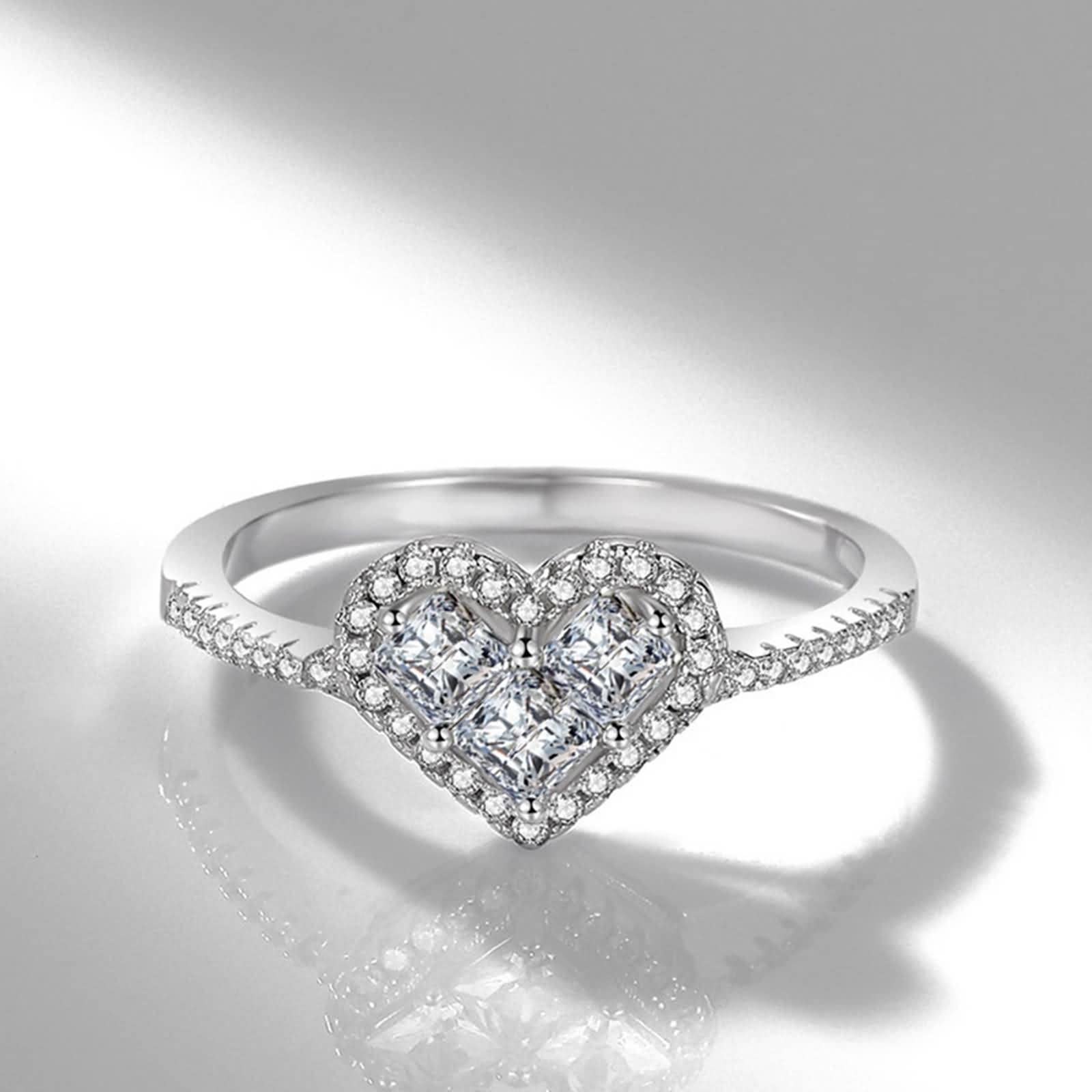 Elegant Heart Pave Ring for Women - Gold & Silver Wedding Gift | Perfect for Her Special Occasions