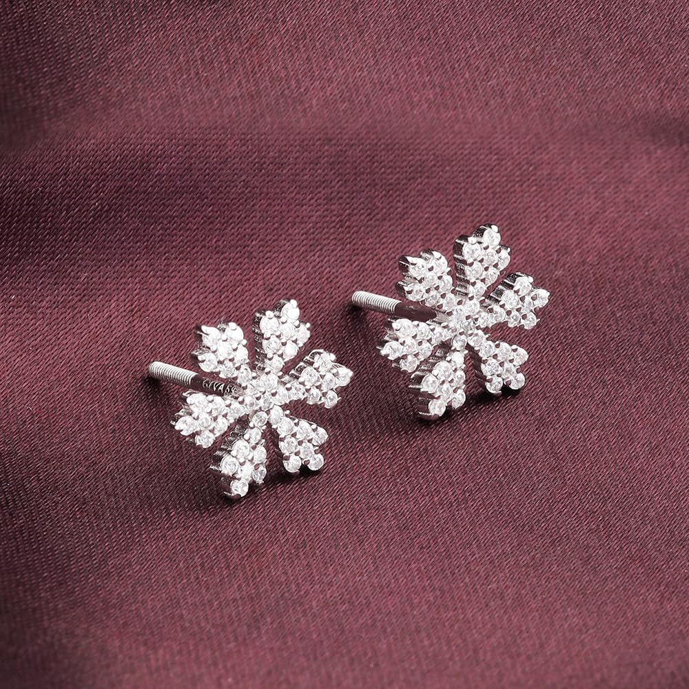 GIVA 925 Sterling Silver Zircon Snowflake Earrings for Women | Elegant Holiday & Christmas Gifts for Girlfriend, Wife, Daughter | Hypoallergenic Dangle Earrings with Certificate of Authenticity | Perfect for Parties, Weddings & Special Occasions