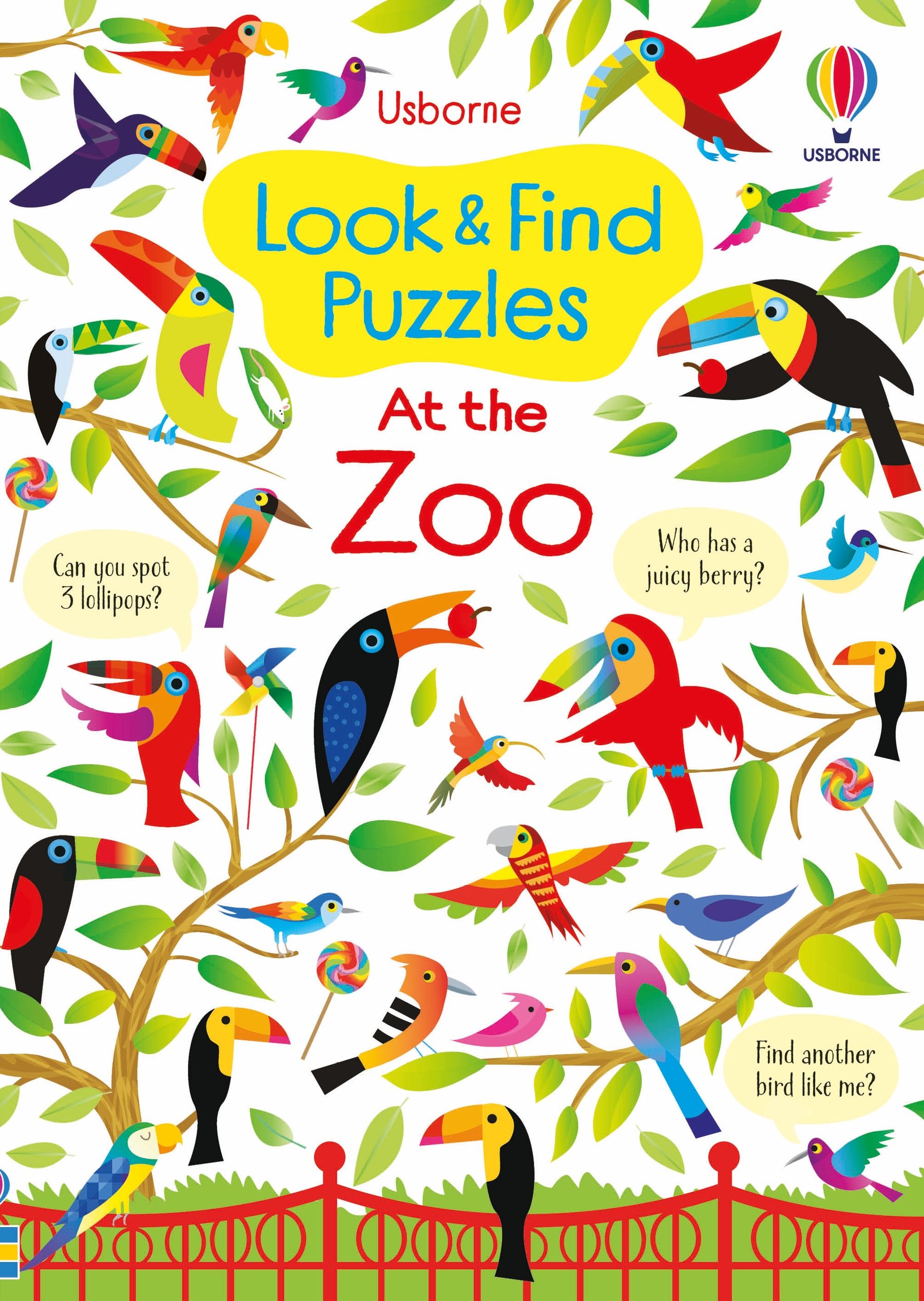 Usborne Look and Find Puzzles At The Zoo Softcover Activity Book - Fun Animal Search Game for Kids, Perfect for Travel, Classroom & Family Game Night
