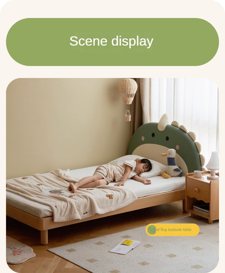 Organic Leather Kids Dinosaur Bed - Cartoon Themed Toddler Bed for Boys & Girls | Perfect for Nursery, Bedroom Decor and Playroom Fun