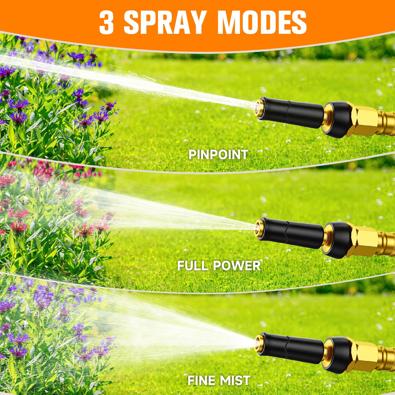 100 FT Expandable Garden Hose - Heavy Duty 304 Stainless Steel Water Hose, Kink-Free & Flexible - Perfect for Lawn Care, Car Washing & Outdoor Watering