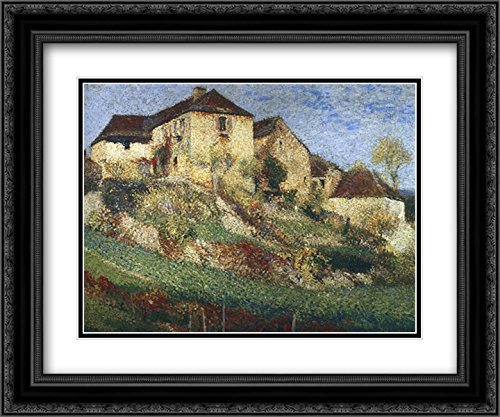Henri Martin Landscape with House Art Print - 24x20 Black Ornate Frame with Double Matting | Museum Quality Wall Decor for Living Room, Bedroom & Office