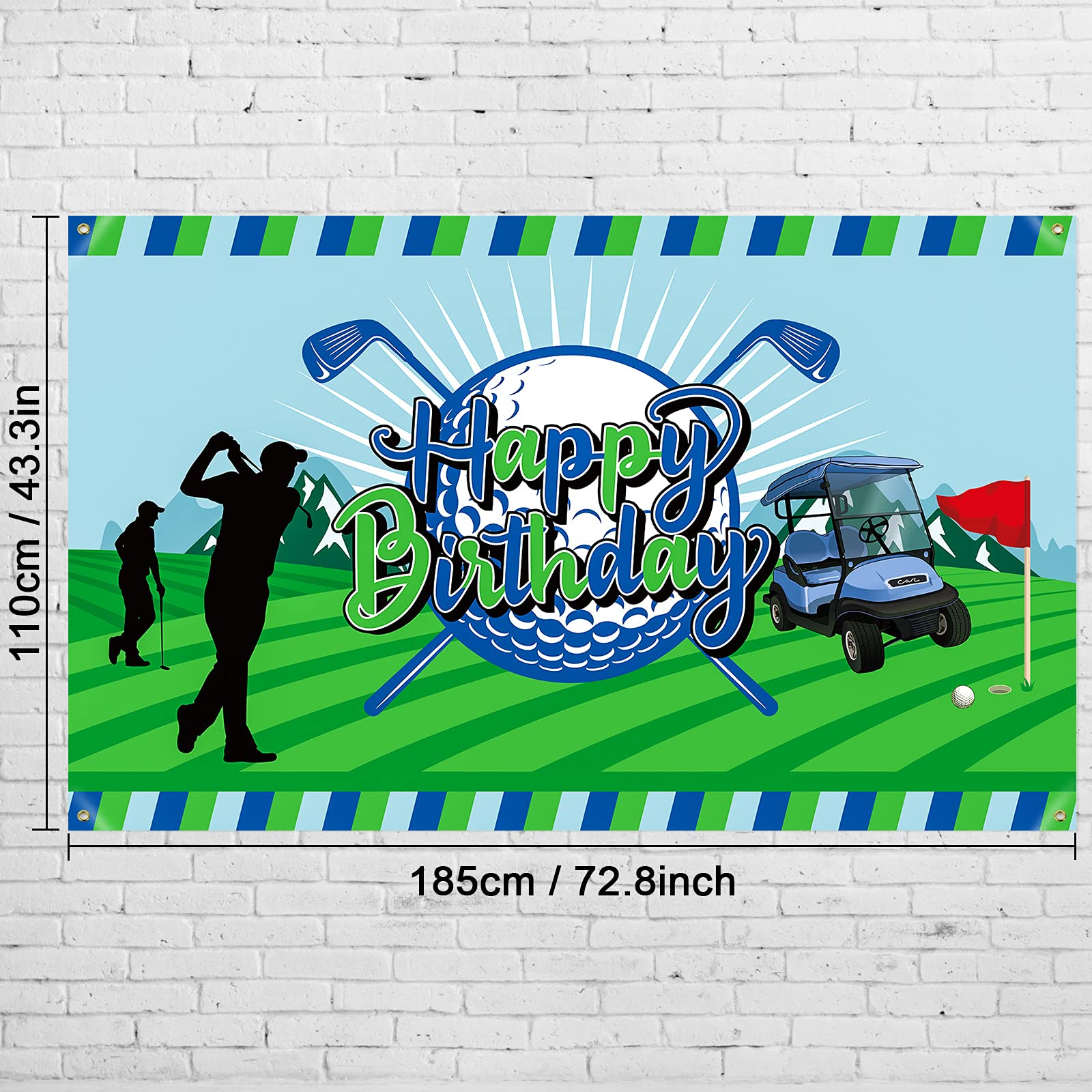 Golf Birthday Party Backdrop - 73 x 43 Inch Happy Birthday Banner for Men's Sports Themed Party Decorations | Photo Booth Background & Photography Props | Perfect for Golf Lovers, Retirement Celebrations & Sports Events