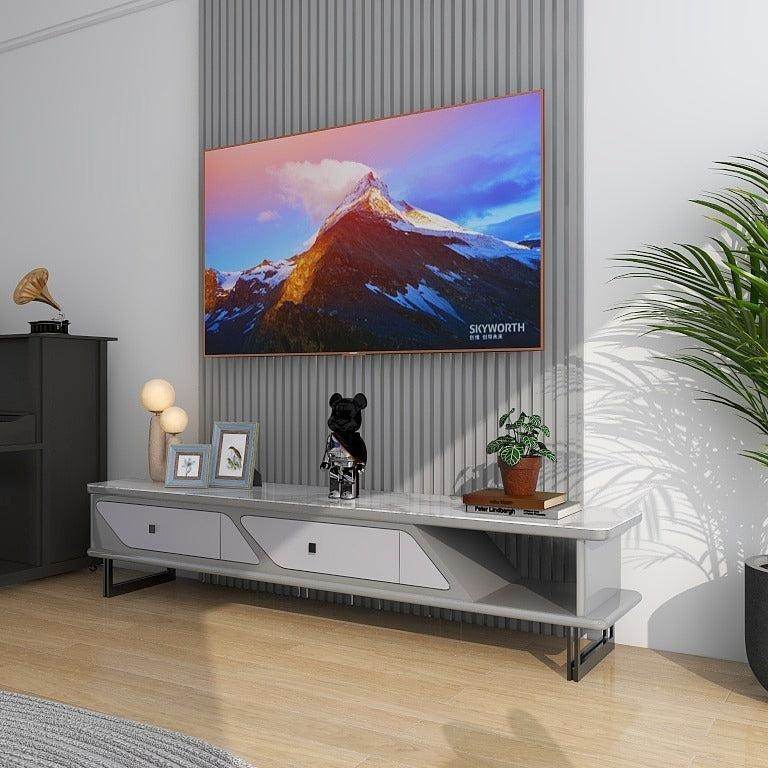 Harper Marble Tech TV Stand 200cm - Modern Entertainment Center with Storage for Living Room, Bedroom & Home Theater