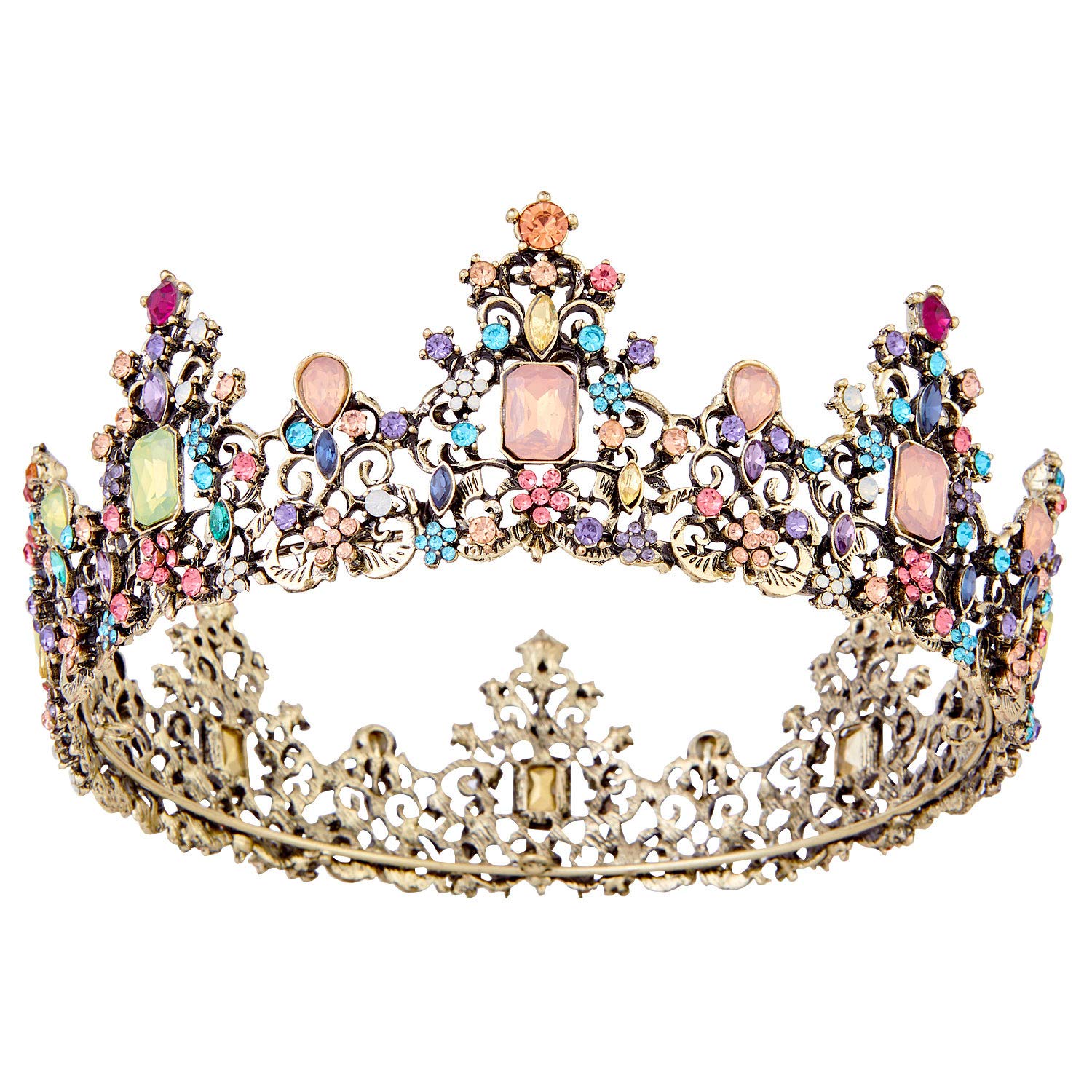Vintage Crystal Rhinestone Tiara Crown for Women - Baroque Queen Hair Jewelry for Bridal, Wedding, Prom, Birthday, Pageant & Halloween Costume Parties - Perfect for Princess, Mermaid & Cake Topper Decorations