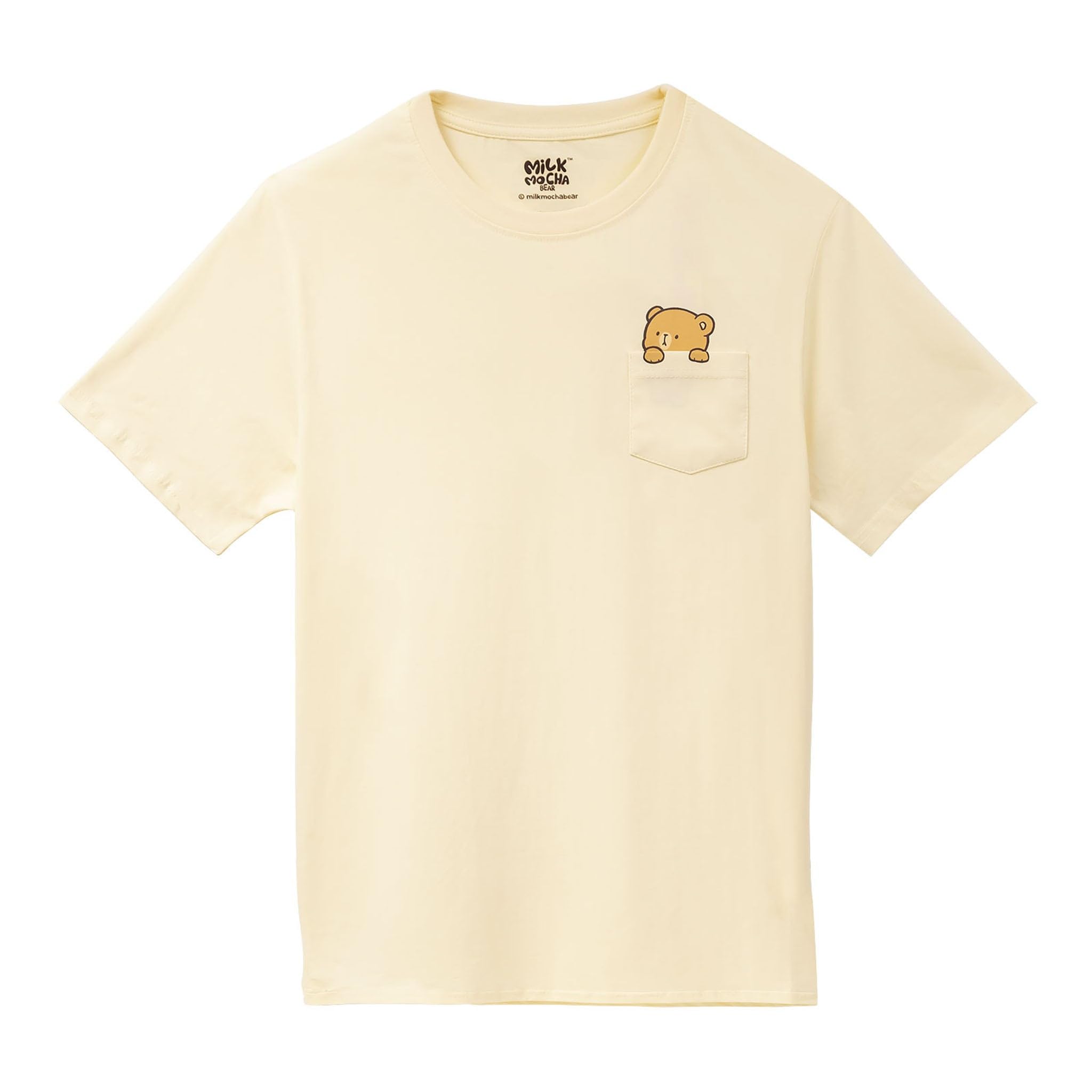 Cute Pocket Milk & Mocha Graphic T-Shirt - Black, Pink, Yellow Unisex Cotton Polyester Blend Tee for Men & Women | Casual Wear, Street Fashion, Gift Idea