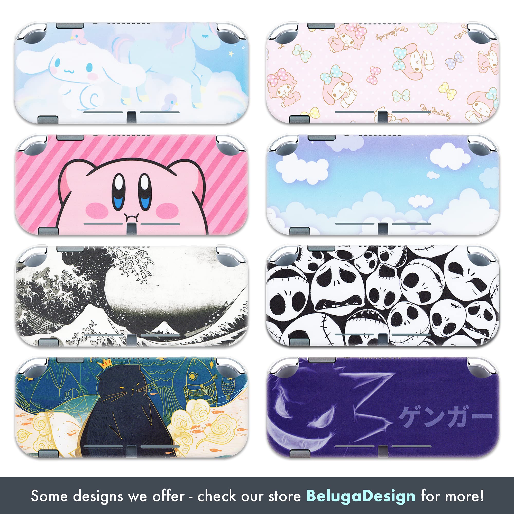 BelugaDesign Ghost Switch Skin - Halloween Spooky Cute Anime Cartoon Pastel Vinyl Decal for Nintendo Switch & Switch Lite | Kawaii Gothic Japanese Style Sticker Wrap | Perfect for Girls, Kids & Anime Fans | Great for Gaming, Halloween Decor & Kawaii Aesthetic Room Decoration (Purple)