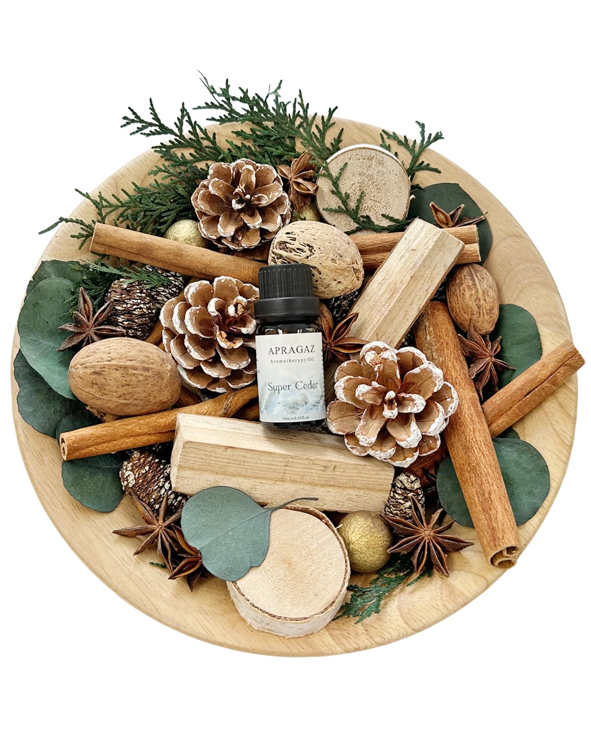 Apragaz Christmas Potpourri - Evergreen Holiday Vase Filler with Cinnamon Sticks, Anise, Cedar Branches & Pine Cones | Super Cedar Scented | Perfect for Christmas Decor, Table Centerpieces & Festive Home Fragrance