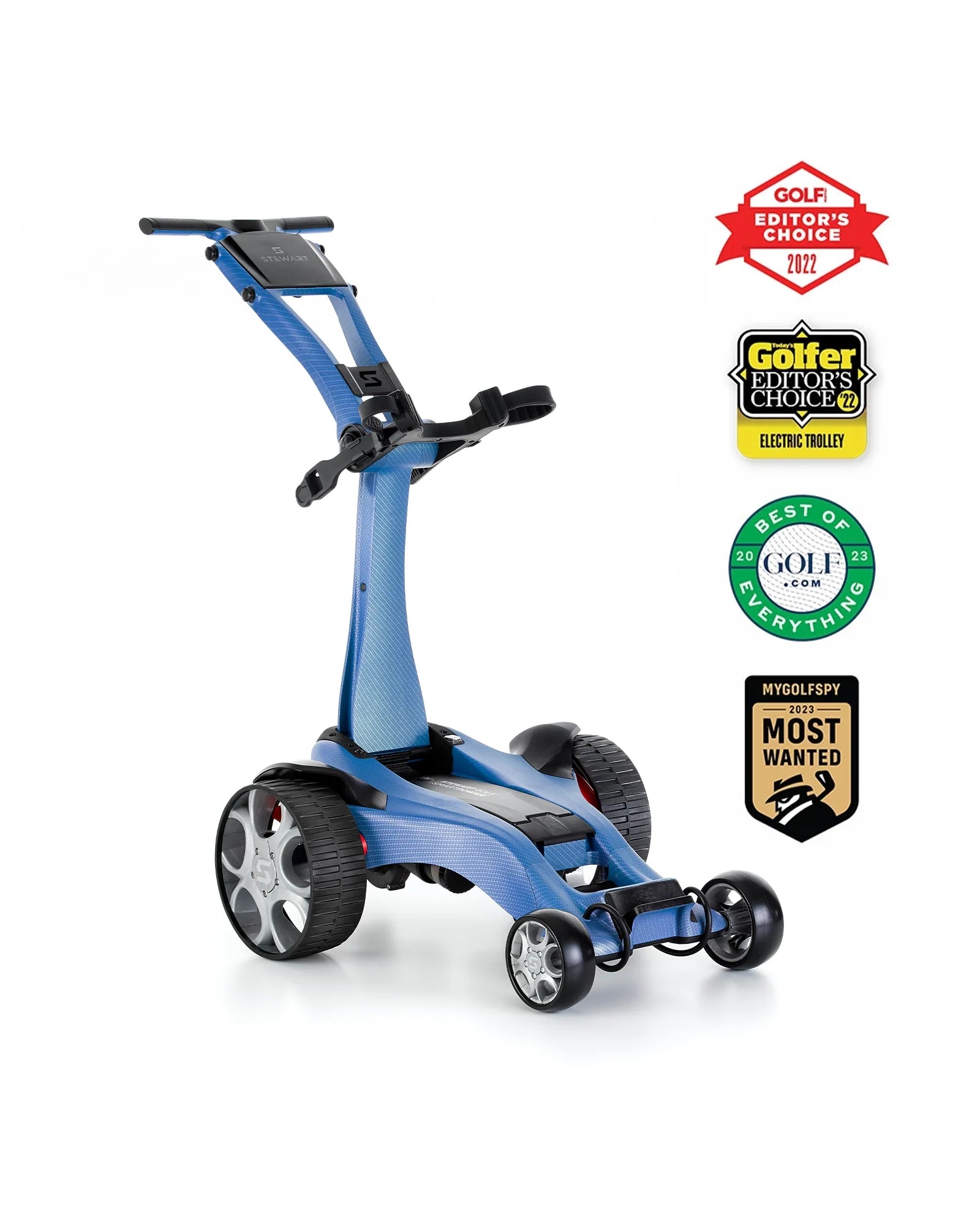 Stewart Golf Q Follow Carbon Range Electric Golf Trolley - Lightweight & Durable for Golfers | Perfect for Course & Practice Rounds