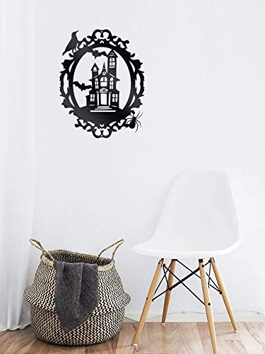 Steel Roots Metal Hanging Haunted House Wall Art - Spooky Halloween Decor for Living Room, Home & Party | Haunted House Decoration, Housewarming Gift, Gothic Home Decor (Black) - Perfect for Halloween Parties, Haunted House Themes & Gothic Interior Design