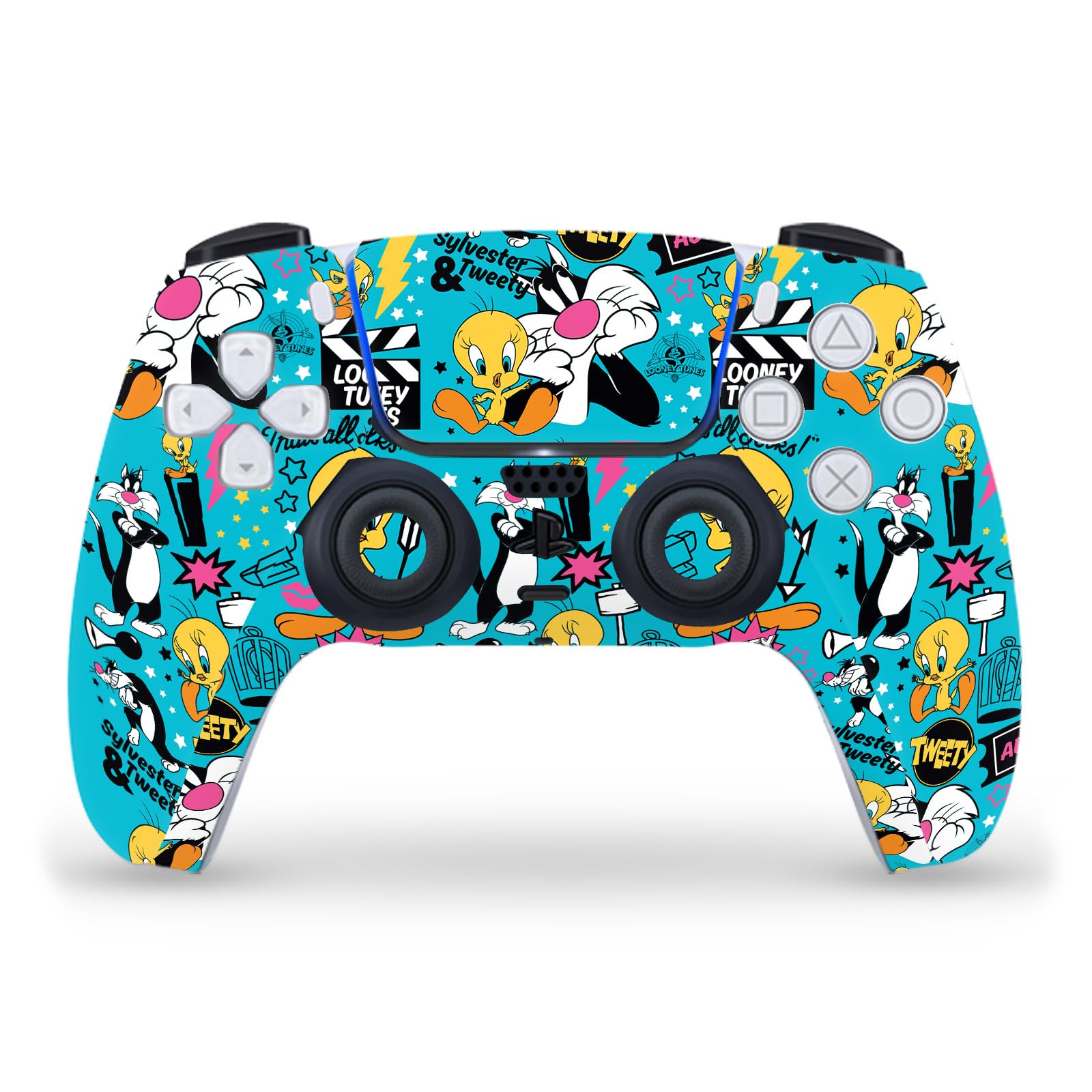 Official Looney Tunes Sylvester The Cat Vinyl Skin Sticker for Sony PS5 Slim/Pro Disc Console & DualSense Controller - Gaming Decal for Playstation 5 Accessories - Perfect for Customizing Your Gaming Setup