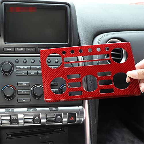 Carbon Fiber Center Control Volume Panel Decorative Patch for 2008-2016 Nissan GT-R R35 - Red Interior Accessory | Perfect for Car Enthusiasts & Custom Upgrades