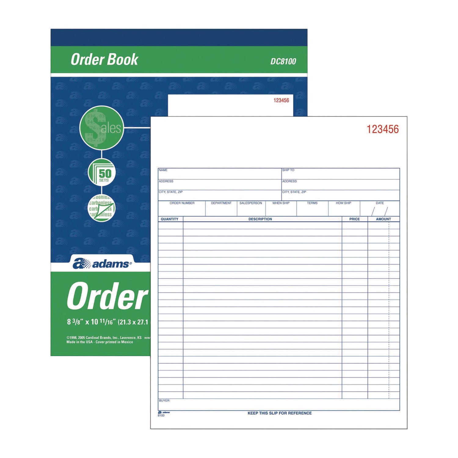 Adams® Multipart Sales Order Pad - 2-Part Carbonless, 8.38