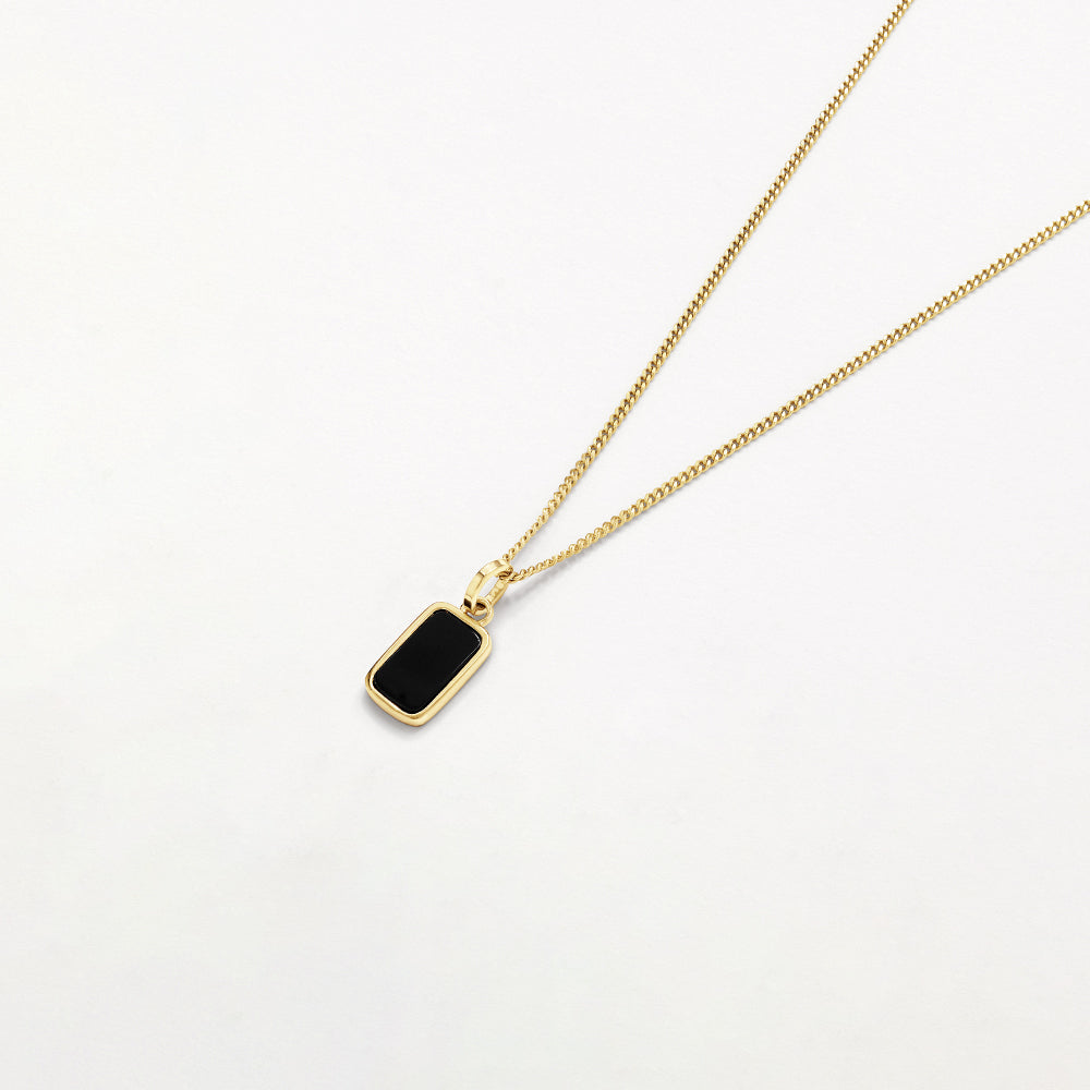 Elegant Micro Black Onyx Unisex Gold Pendant Necklace - Perfect for Gifts, Weddings & Everyday Wear