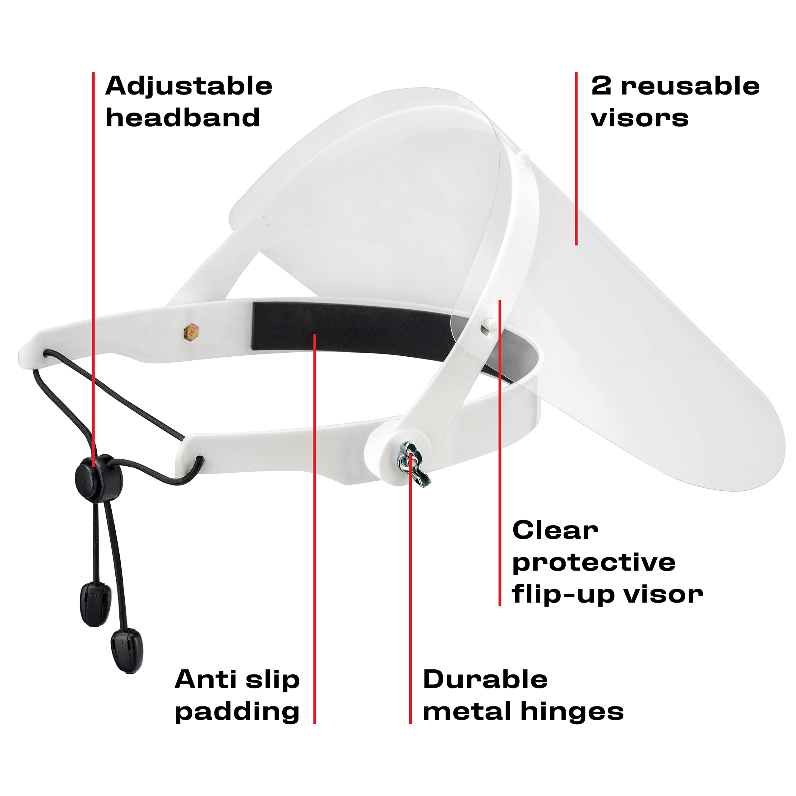 NoCry Flip Up Face Shield 6X3 Safety Goggles for Over Glasses - Anti Fog & Scratch Resistant Protective Coating - Clear Vented Panoramic Lenses with Extreme Impact Resistance - ANSI Z87.1 Certified - Ideal for Construction, Woodworking, and DIY Projects