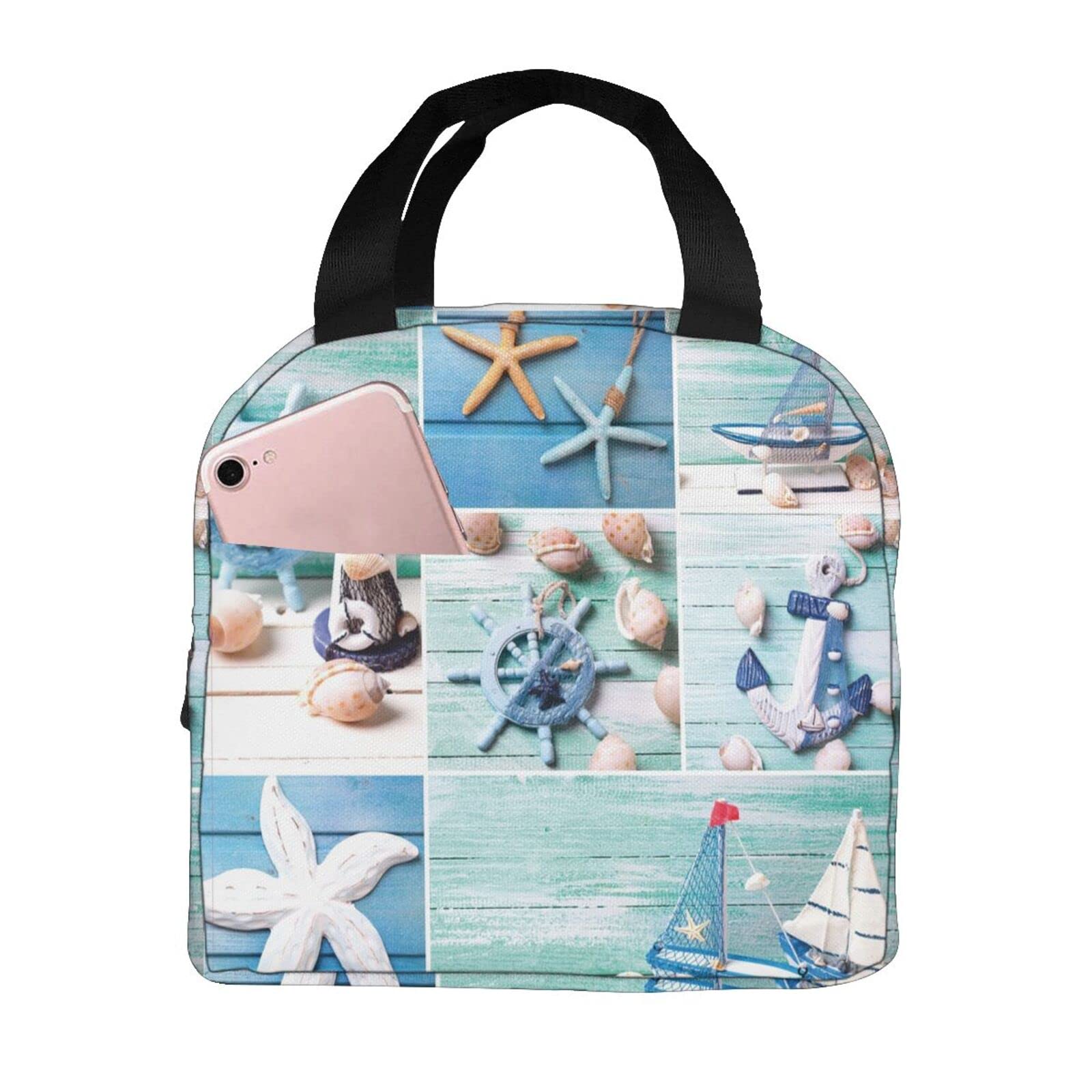Starfish and Seashells Insulated Lunch Box - Reusable Cooler Bag for Women, Men & Students - Perfect for Office, School, Picnic, Beach & Holiday Outings