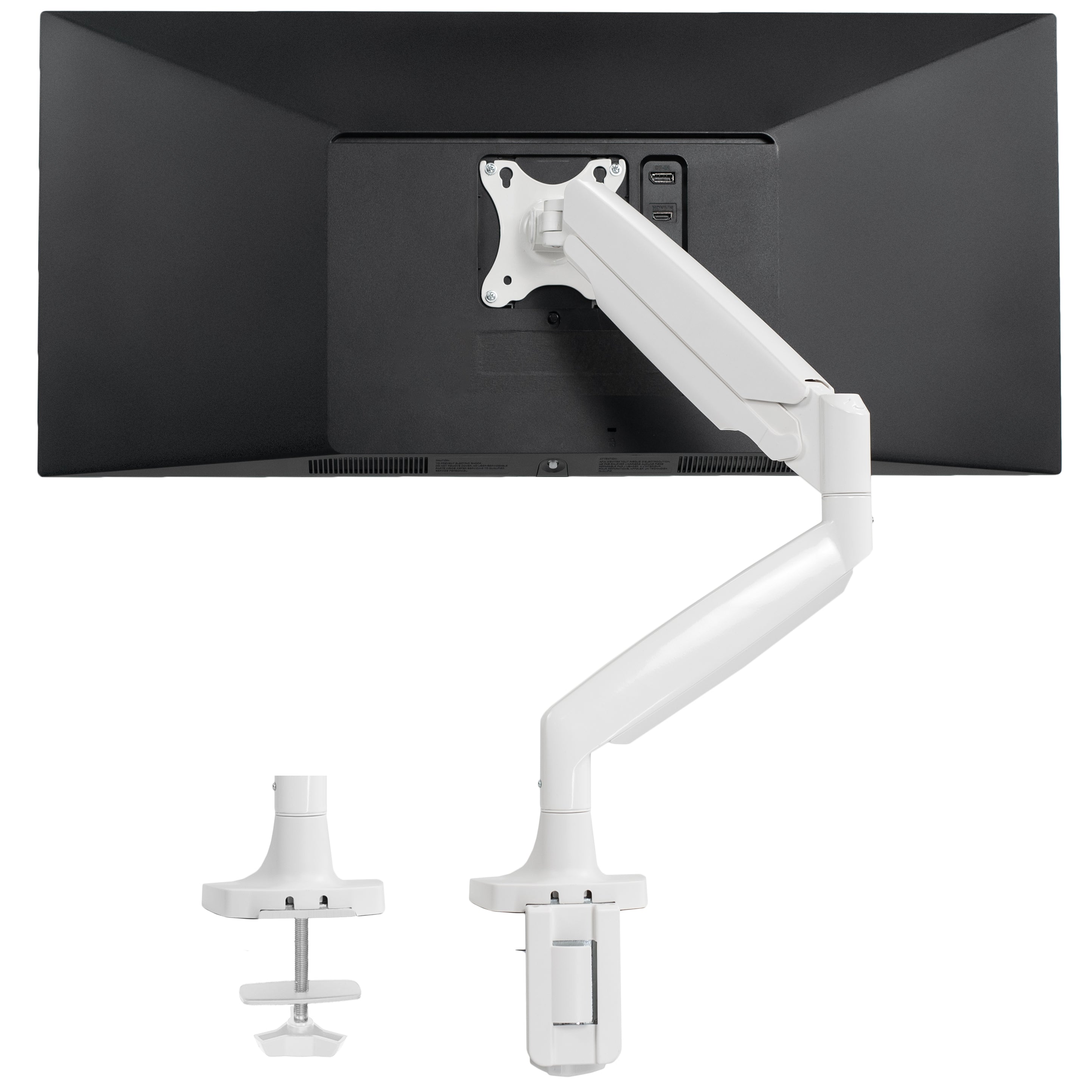 Pneumatic Arm Single Ultrawide Monitor Desk Mount - Holds Up to 40 Inch Screens for Home Office & Gaming Setup