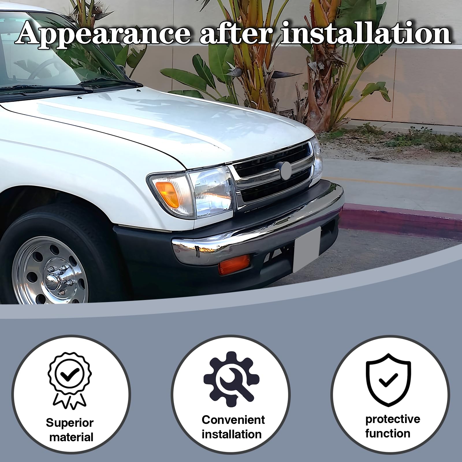 Chrome Front Bumper Grille Bar for 1998-2000 Toyota Tacoma - Replacement Part #5210104090 TO1002165 | Durable Car Accessory for Off-Road & Daily Driving
