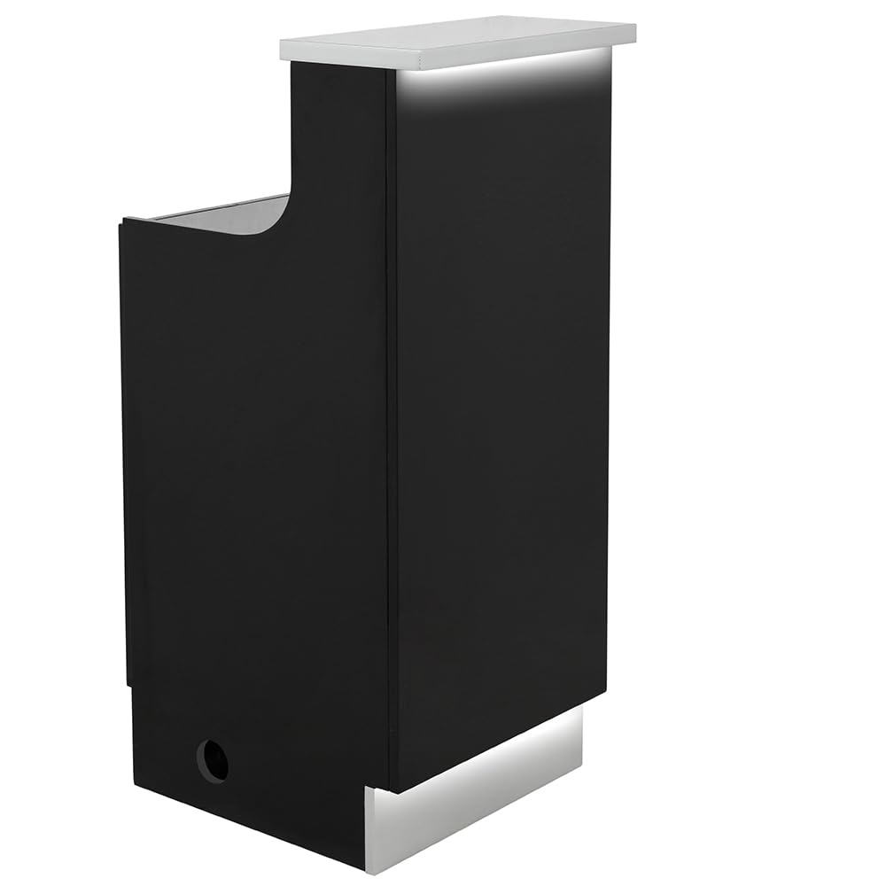 Modern Reception Desk with LED Lights & Storage Cabinet - Elegant Janus Style for Office Lobby, Hotel Front Desk & Corporate Waiting Areas