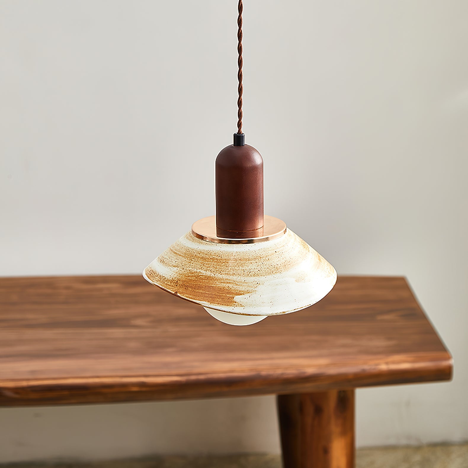Handmade Ceramic Pendant Light with Cup Lid Design - Modern Boho Ceiling Fixture for Kitchen, Dining Room & Cafe Decor
