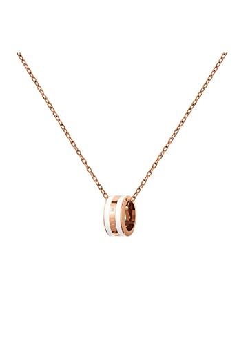 Daniel Wellington Emalie Rose Gold Plated Stainless Steel Necklace - 316L Enamel Pendant for Women | Perfect for Everyday Wear, Date Nights & Gifting