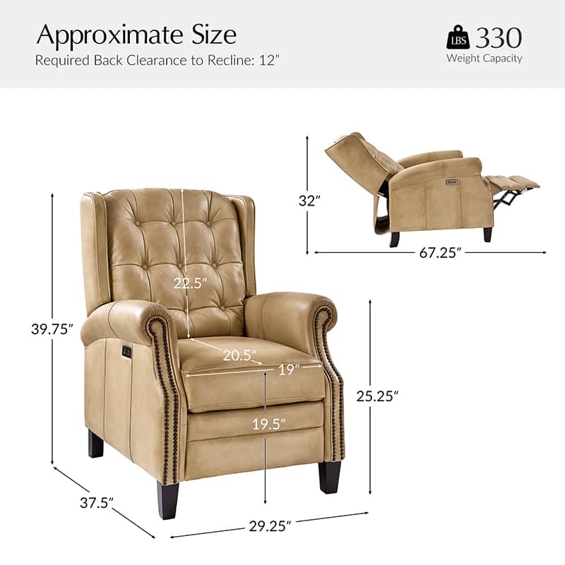 Premium Ruben Buttery Soft Leather Power Recliner Chair - Ergonomic Living Room Furniture for Relaxing, Watching TV & Napping