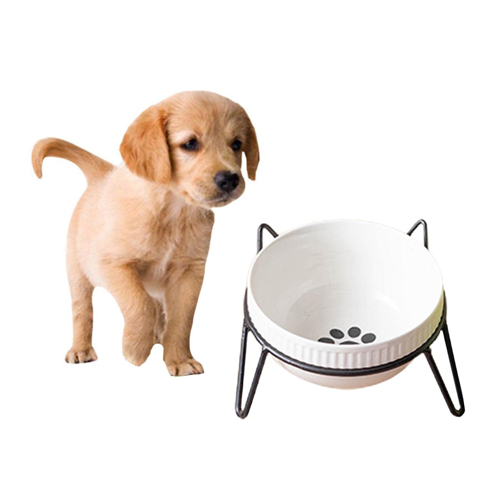Premium Iron Pet Bowl Stand Holder - Single Feeder for Dogs & Cats - Durable Black Food Bowl for Mealtime & Feeding Station Use