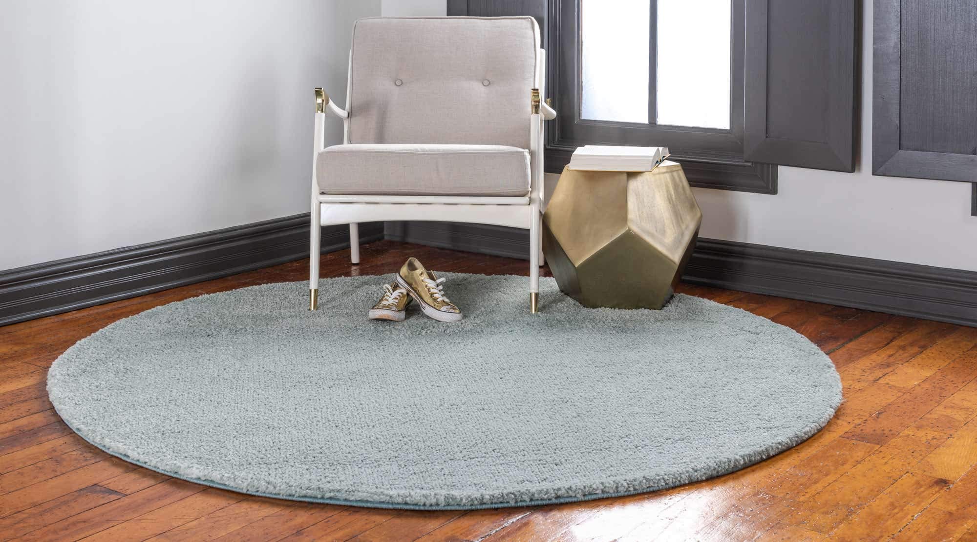 Unique Loom Solo Collection 6' Round Light Blue Area Rug - Soft Modern Calabasas Design for Living Room, Bedroom & Nursery Decor
