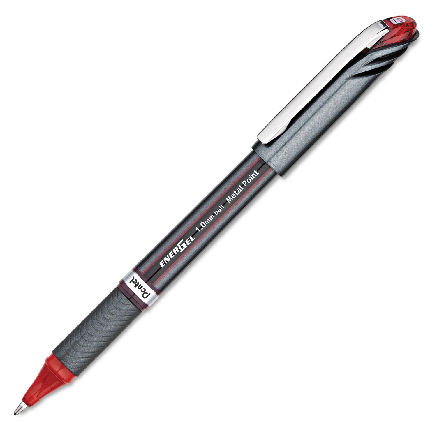 Pentel BL30B EnerGel NV Liquid Gel Pen - 1mm Fine Point, Red Barrel & Ink (12-Pack) - Smooth Writing for Office, School & Note Taking