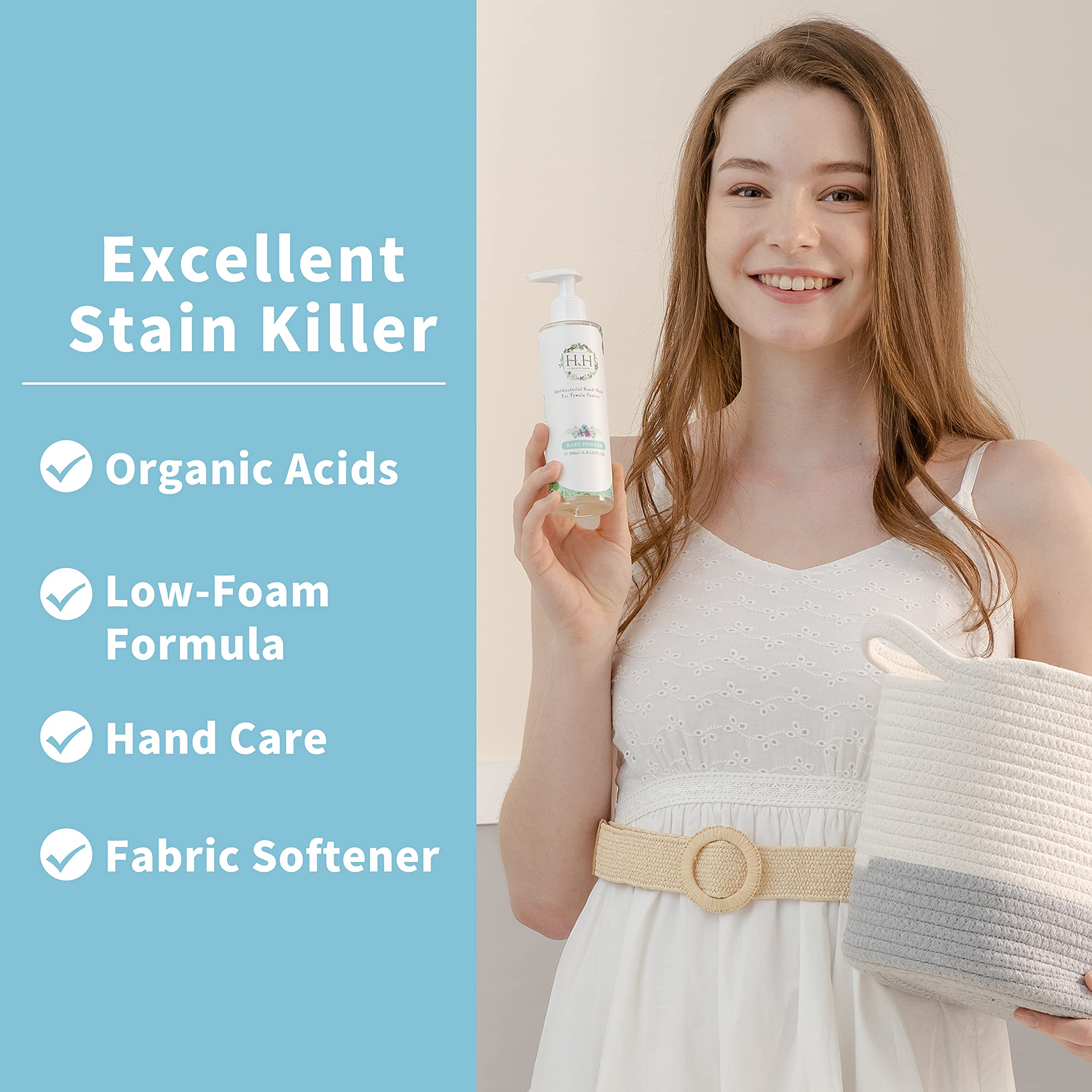 Natural Feminine Wash & Panty Stain Remover - Essential Oil Scented Vaginal Cleanser for Women, pH-Balanced Vulva Care & Underwear Laundry Detergent | Gentle Daily Use for Lingerie, Period Blood Stains | by HH Herb&Health | Perfect for Travel, Gym & Intimate Hygiene Routine