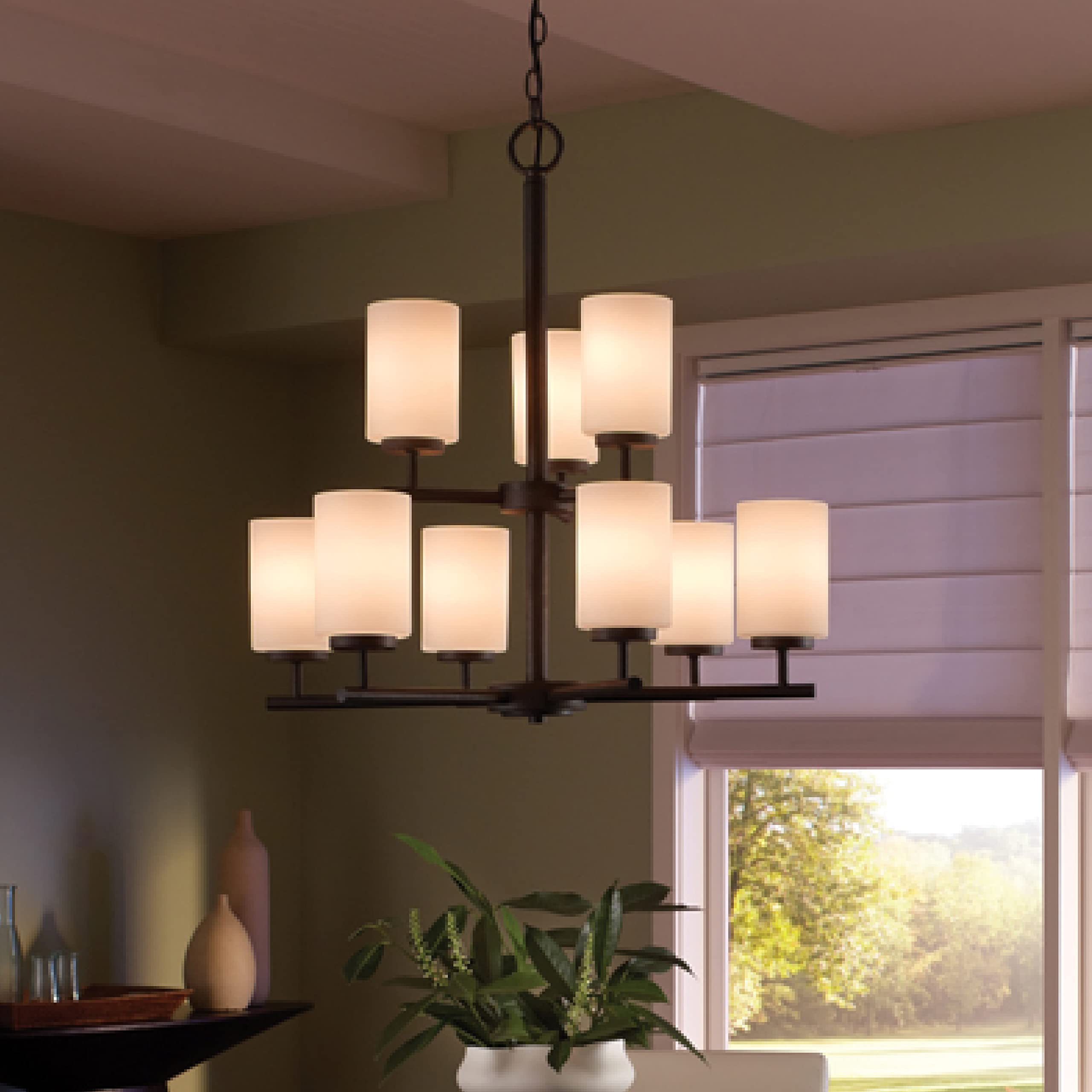 Generation Lighting 9-Light Oslo Modern Bronze Chandelier 31162-710 | Dining Room & Living Room Ceiling Light Fixture | Compatible with A19 LED Bulbs | Perfect for Home Decor, Restaurants, and Event Spaces