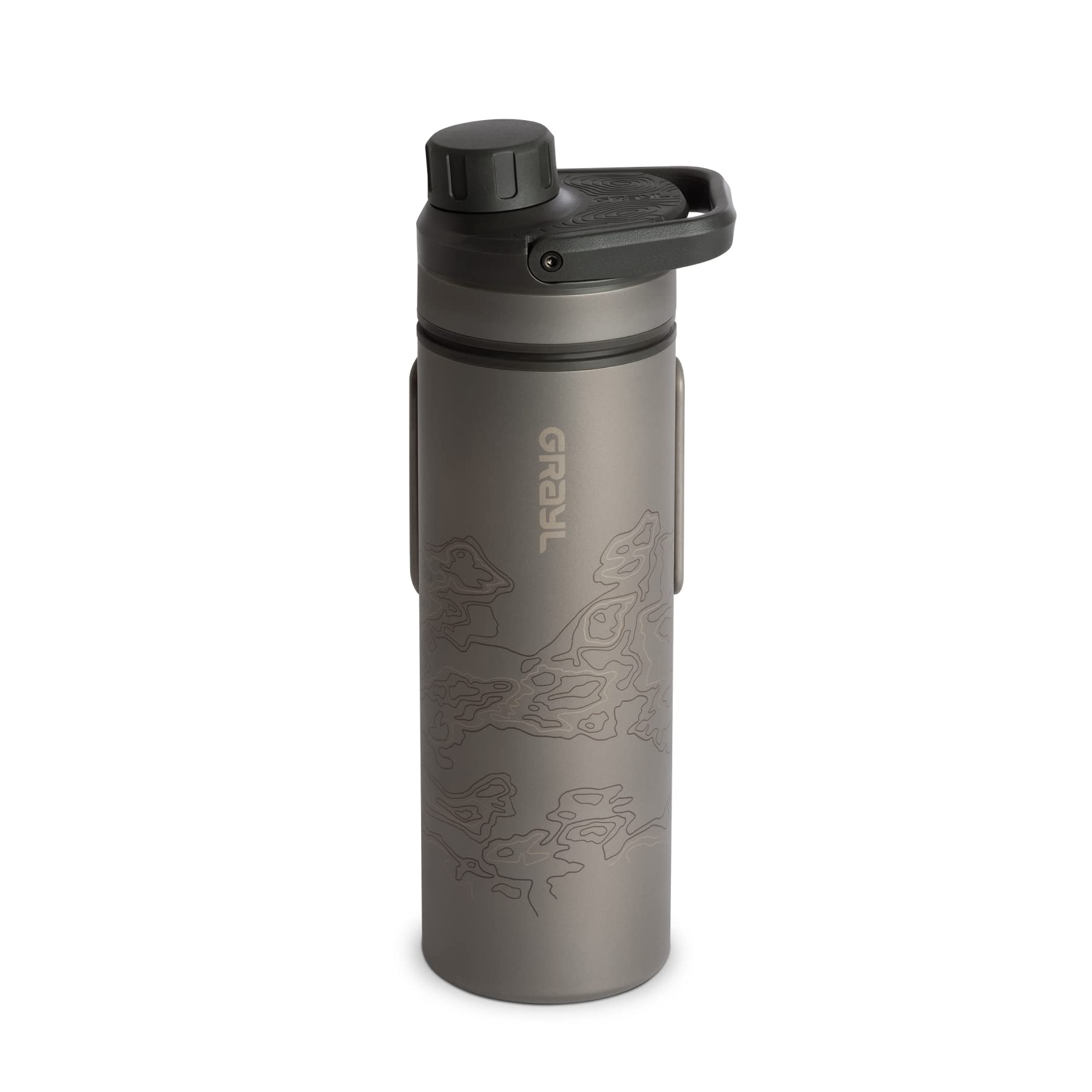 GRAYL UltraPress Titanium 16.9 oz Water Purifier & Filter Bottle for Hiking, Backpacking, Survival, Bushcraft, Travel - Covert Black | Portable Water Filtration System for Outdoor Adventures, Emergency Preparedness & Camping