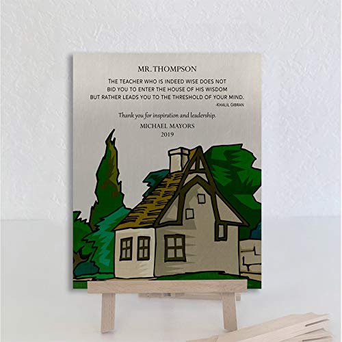 9.5 X 12 Personalized Metal Art Print - Inspirational Khalil Gibran Quote Gift for Teachers, Mentors, Bosses & Leaders | Forest House Design | Thoughtful Thank You Present from Mentee | Perfect for Office Decor, Retirement Gift & Appreciation Present (1829)