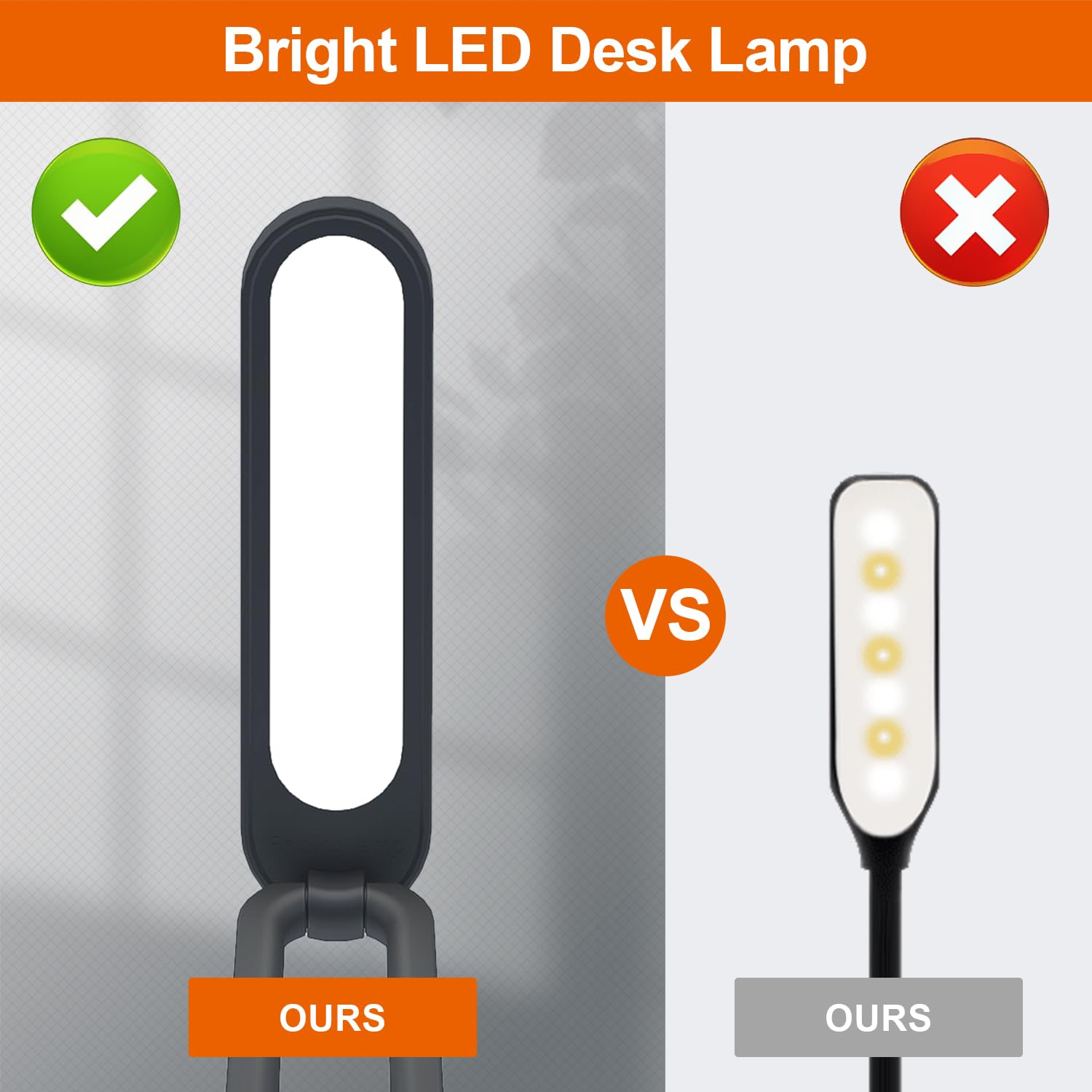 Rechargeable LED Desk Lamp with 3 Brightness Levels - Foldable & Portable Battery-Operated Light for Office, Home, Reading - Wireless Small Desk Light Strip (Black) | Perfect for Study, Work, Nightstand & Travel Use