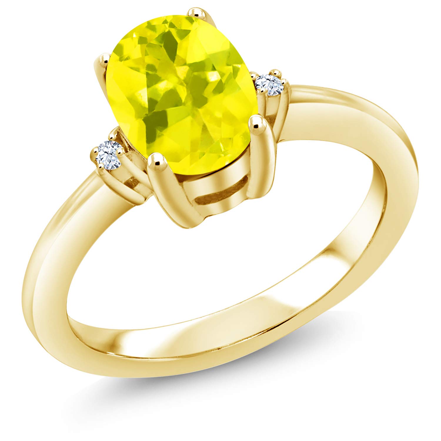 1.59 Ct Oval Canary Mystic Topaz Engagement Ring - 18K Yellow Gold Plated Sterling Silver - Gem Stone King | Perfect for Proposals, Anniversaries & Special Occasions