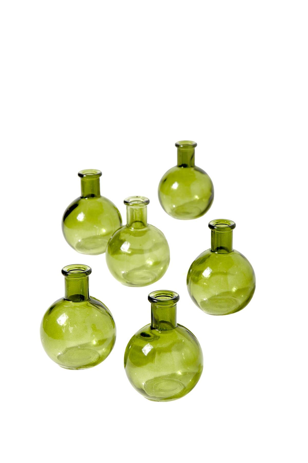 Set of 36 Green Glass Ball Bud Vases - 4 Inch Tall Transparent Floral Centerpieces for Wedding Decor, Party Arrangements & Home Decoration | Perfect for Table Settings, Event Centerpieces and DIY Floral Displays