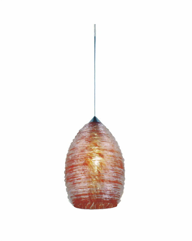 Epiphany Lighting PCP140 BN Mini Pendant Light - Brushed Nickel Finish with Cotton Red Glass Shade - Perfect for Kitchen Island, Dining Room, or Entryway Lighting