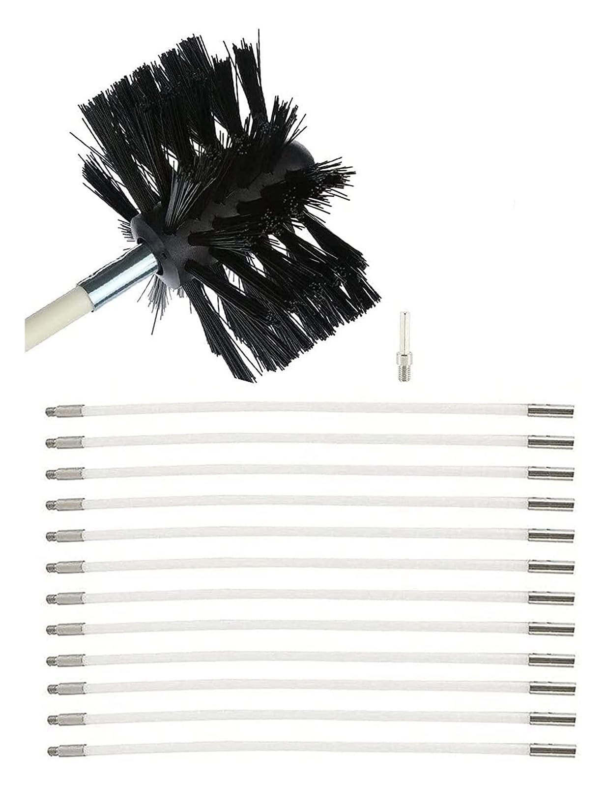Chimney Sweep Kit - 15 Flexible Rods with Nylon Brush Head for Fireplace & Dryer Vent Cleaning - Professional Chimney Cleaning Tools for Home Maintenance (Color: 12 Rods) - Perfect for Fireplace Maintenance, Dryer Vent Cleaning, and Chimney Sweeping