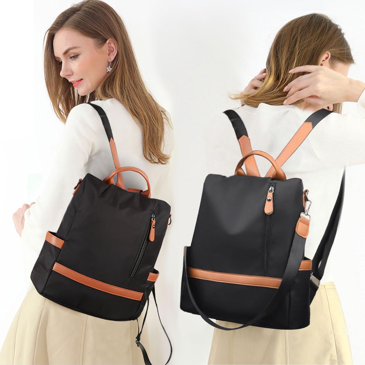 Eshow Anti-Theft Backpack Purse for Women - Lightweight Travel Daypack & Casual Black Purse Backpack | Perfect for Commuting, College, Work & Weekend Adventures