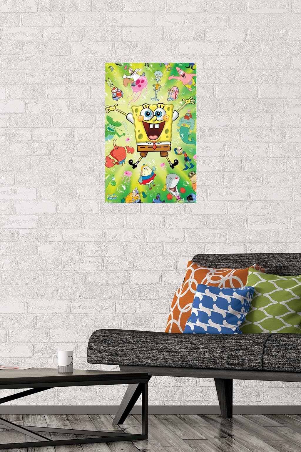 Trends International Nickelodeon Spongebob Squarepants Burst Wall Poster - 14.725 x 22.375 Inches Premium Poster & Mount Bundle - Perfect for Kids' Room Decor, Birthday Gifts & Cartoon Lovers