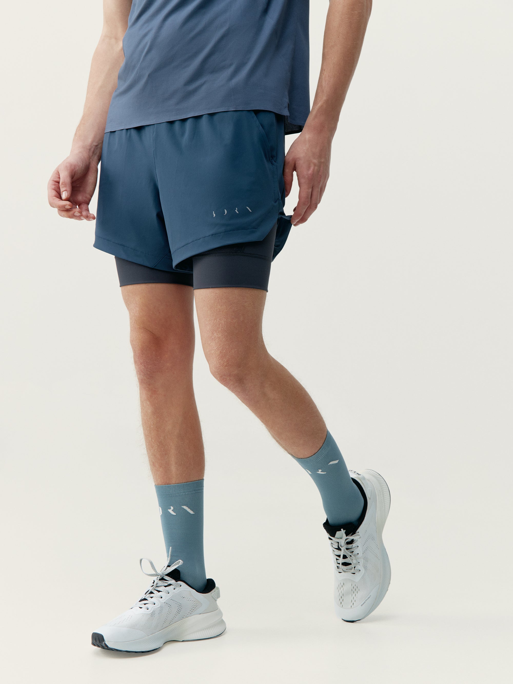Born Mashu Double Layer Denim Shorts for Men & Women - Road Grey - Casual Summer Wear for Outdoors & Travel