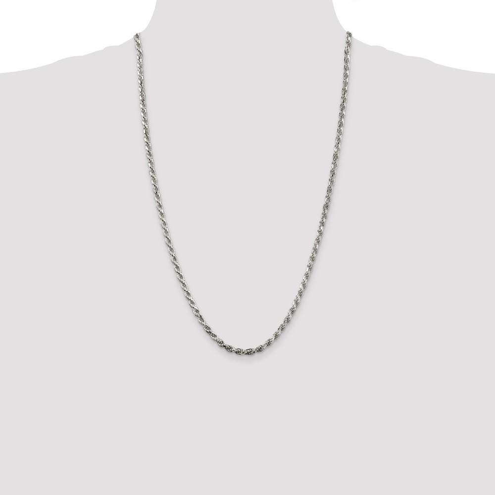 925 Sterling Silver 3.5mm Diamond-Cut Rope Chain Necklace for Women & Men - Lobster Clasp Secure Closure - Perfect for Everyday Wear, Gifts & Special Occasions