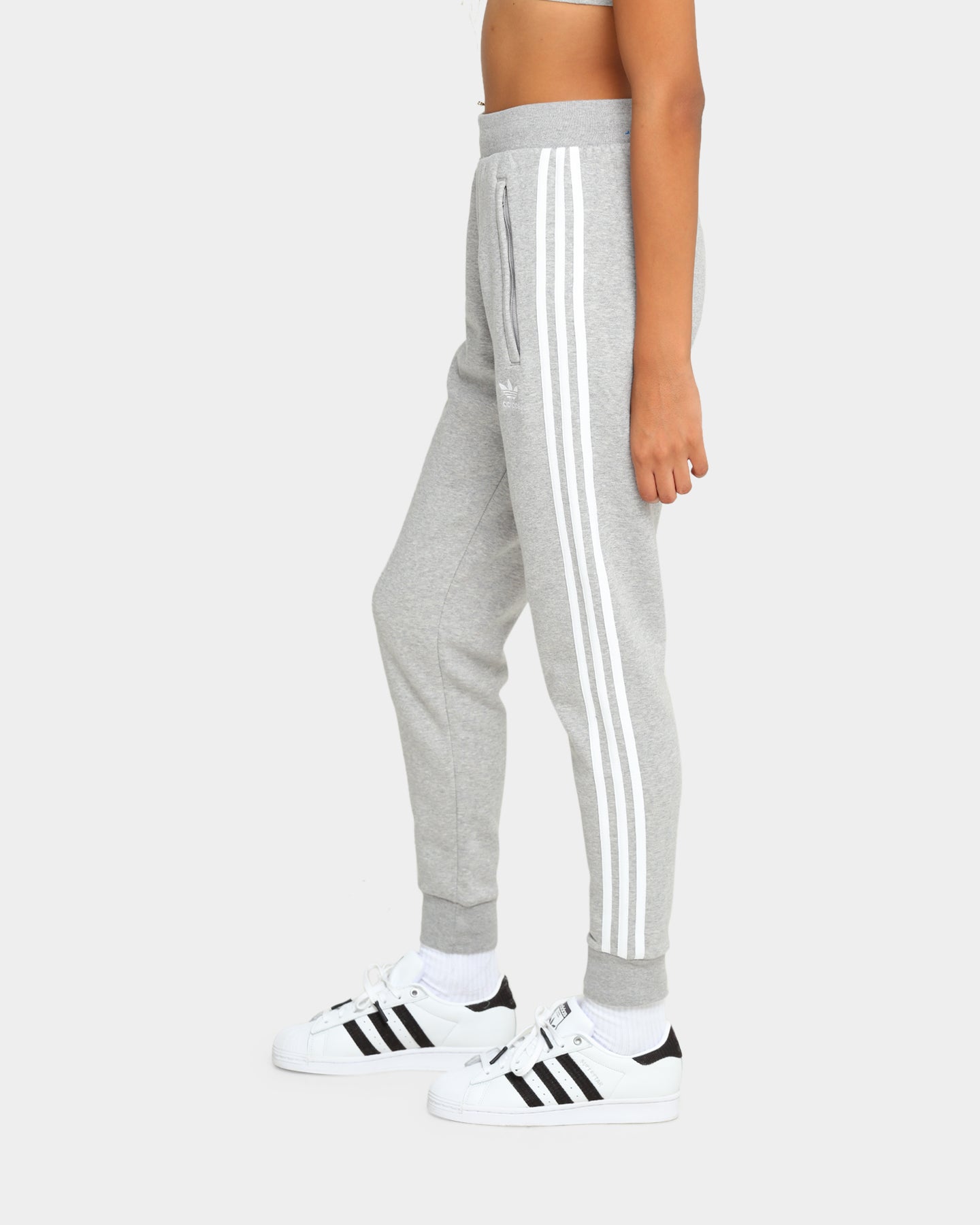 Adidas 3 Stripes Jogger Pants for Men - Grey Heather Sweatpants for Running, Gym & Casual Wear