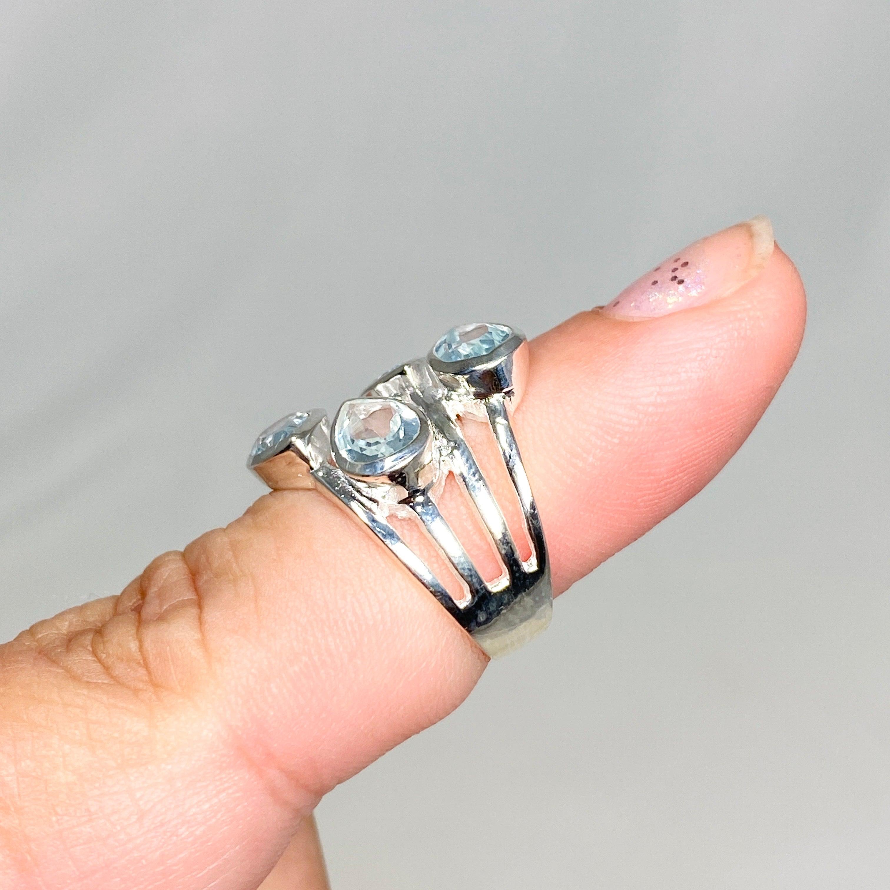 Blue Topaz Multi-Stone Faceted Teardrop Ring R3815 - Elegant Jewelry for Women, Perfect for Weddings, Parties & Special Occasions
