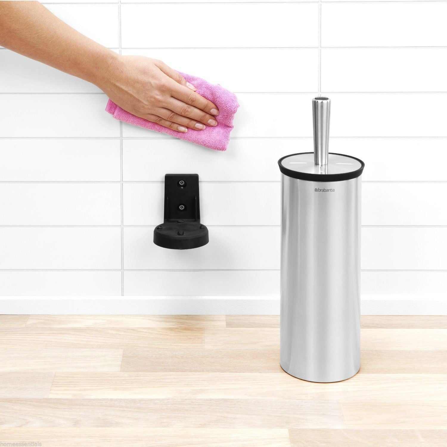 BRABANTIA Modern Toilet Brush with Holder - Stainless Steel & Plastic - Hygienic Bathroom Cleaning Tool for Home & Office Use
