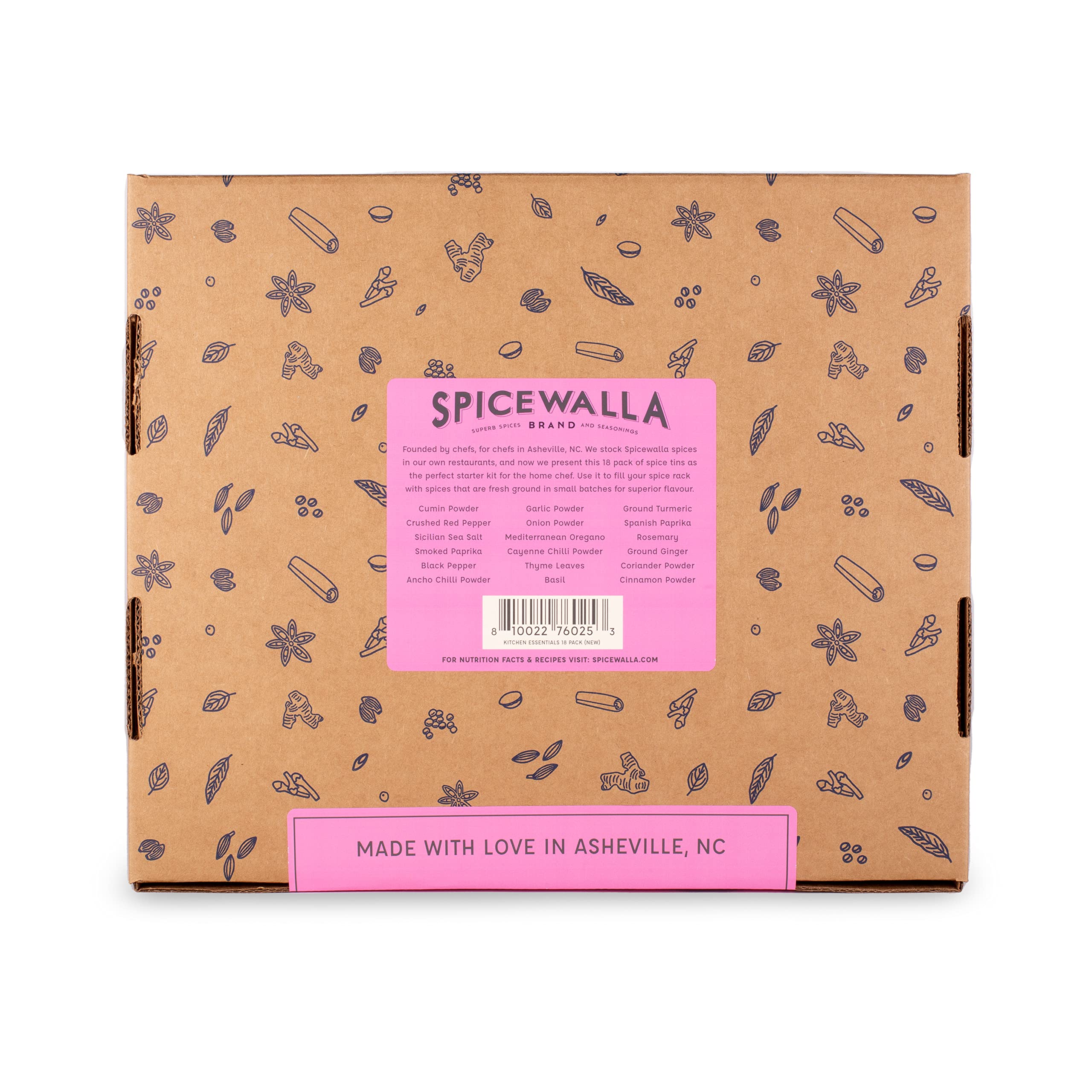 Spicewalla 18-Piece Essential Spices & Seasonings Variety Set | Garlic, Onion, Paprika, Crushed Red Pepper, Oregano & More | Premium Kitchen Cooking Spice Collection | Perfect for Home Chefs, Apartment Cooking & Housewarming Gifts | Ideal for Meal Prep, BBQ, Baking & Everyday Recipes