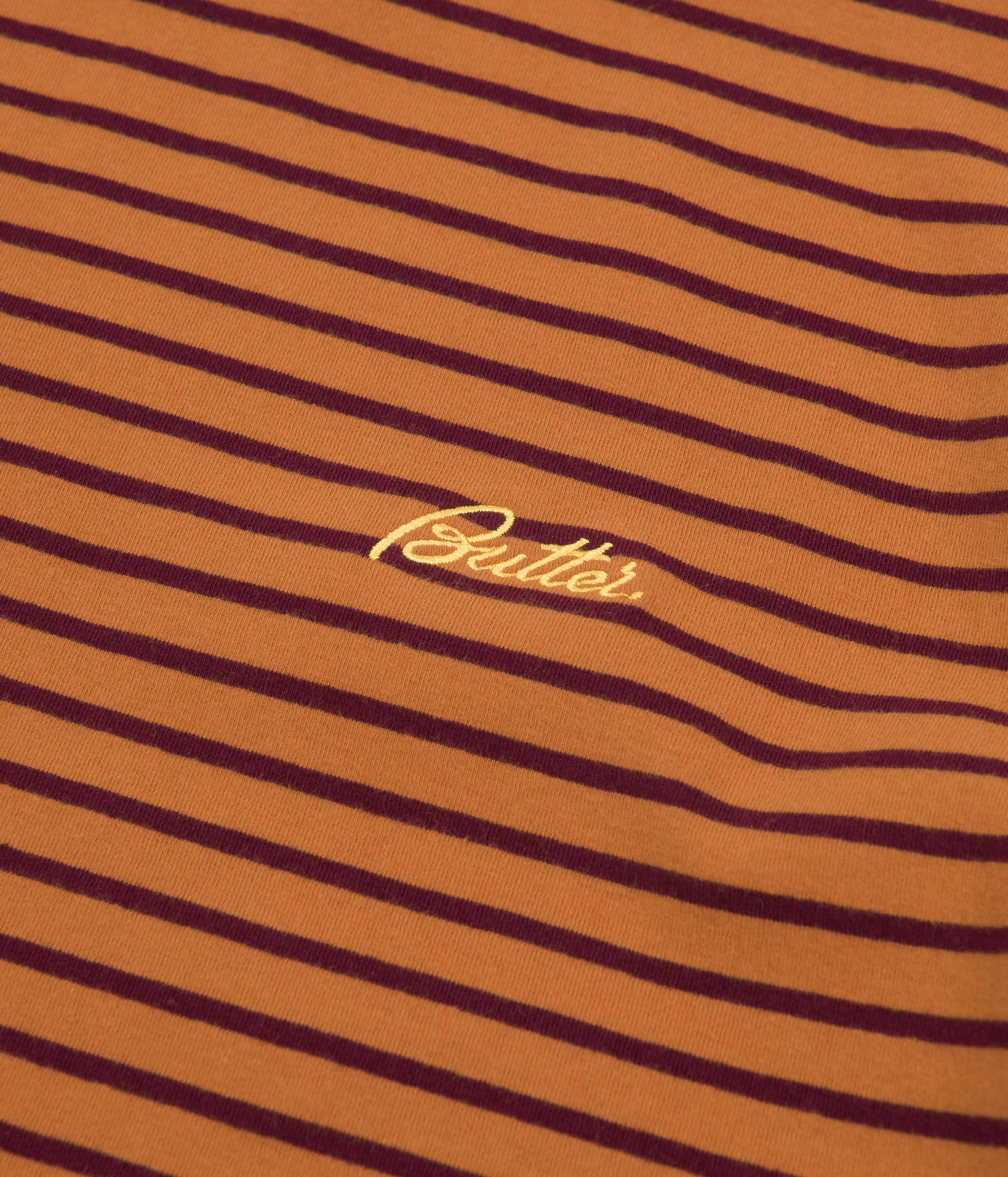 Butter Goods Parks Stripe T-Shirt for Men - Soft Cotton Casual Tee in Walnut Brown | Perfect for Streetwear, Skateboarding & Everyday Wear